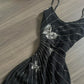 Black Vintage Fashion Elegant Sophisticated Stunning Silver Butterfly Beaded Long Chiffon Tulle Ball Gown Evening Dress Party Dress Prom Dress gh3722