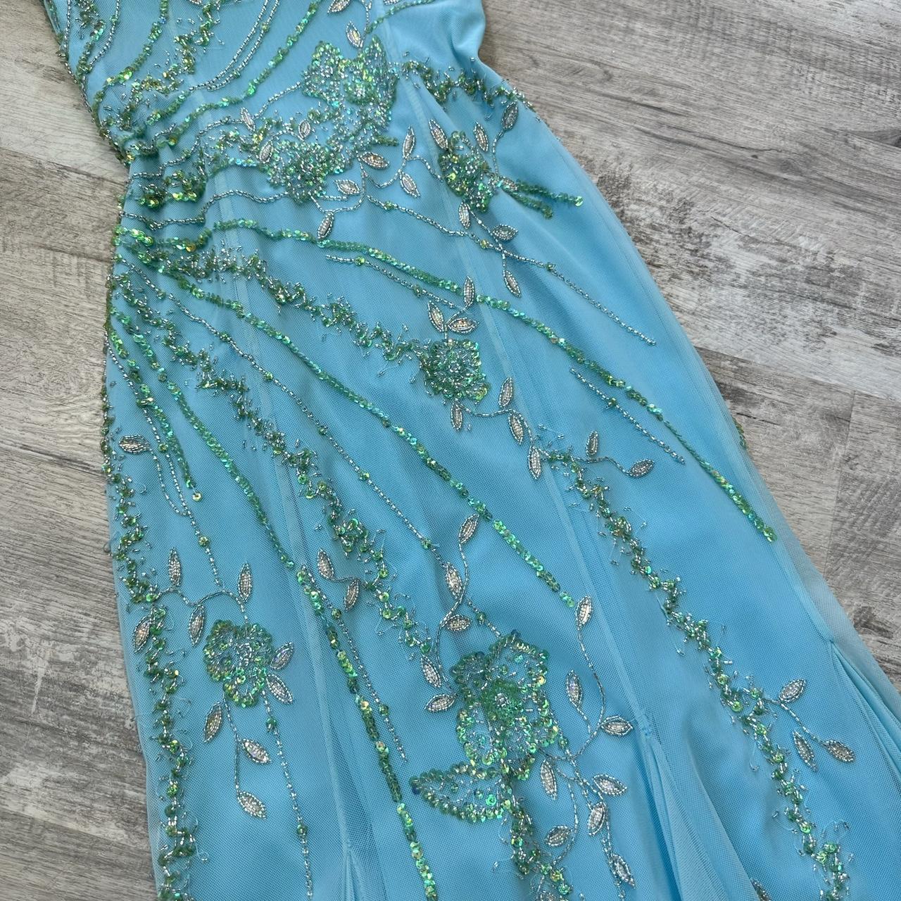 Robe de bal longue rétro bleu clair, superbe et élégante, à paillettes, dos nu, robe de soirée féerique Y2K, robe de soirée gh4517