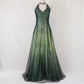 Green Vintage Ombre Floral Beaded Empire Waist Halter Long Chiffon Tulle prom dress Evening Gown Party Dress gh3606