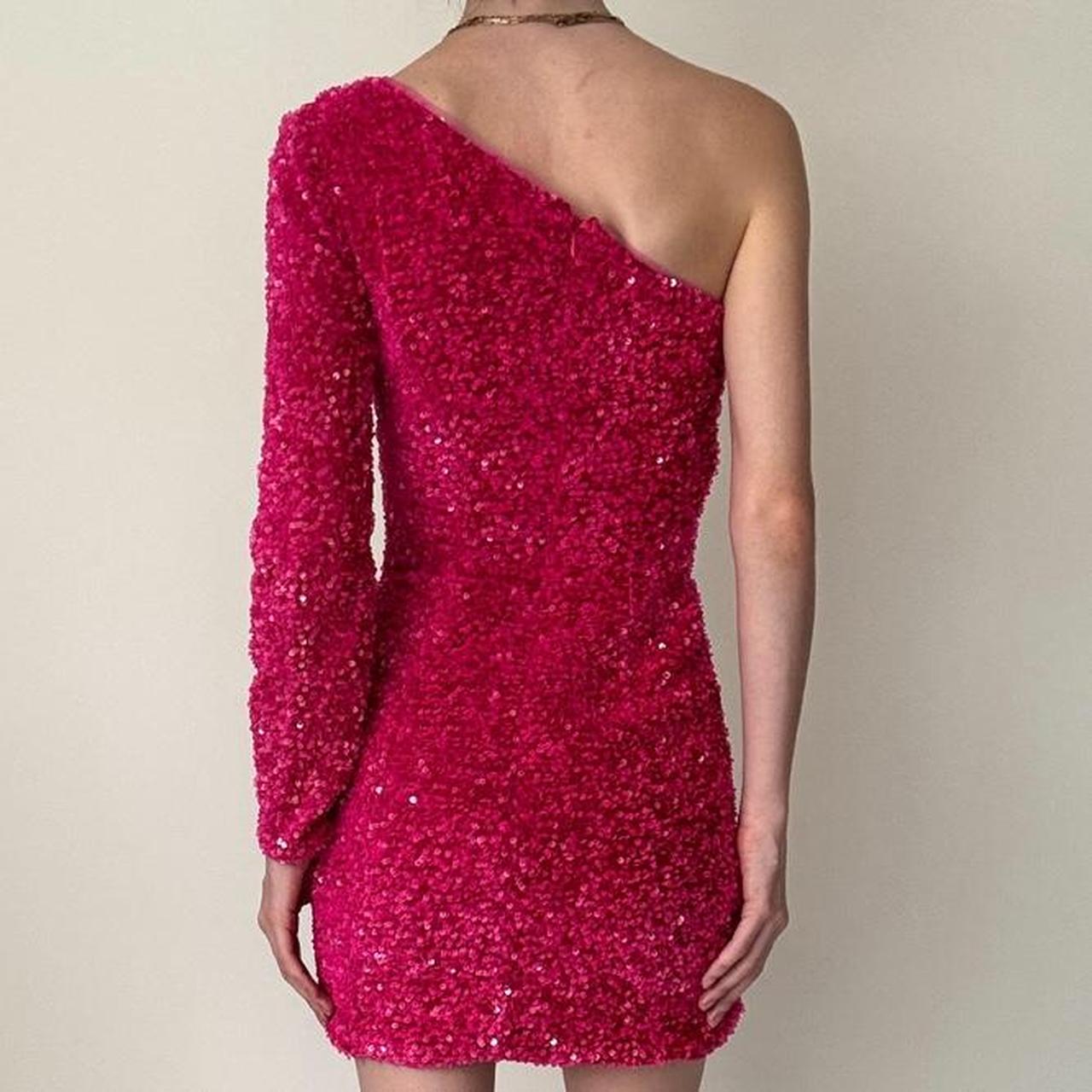Pink Sequin One Shoulder Mini Short Velvet Homecoming Dress Cocktail Dress Birthday Party Dress gh4594