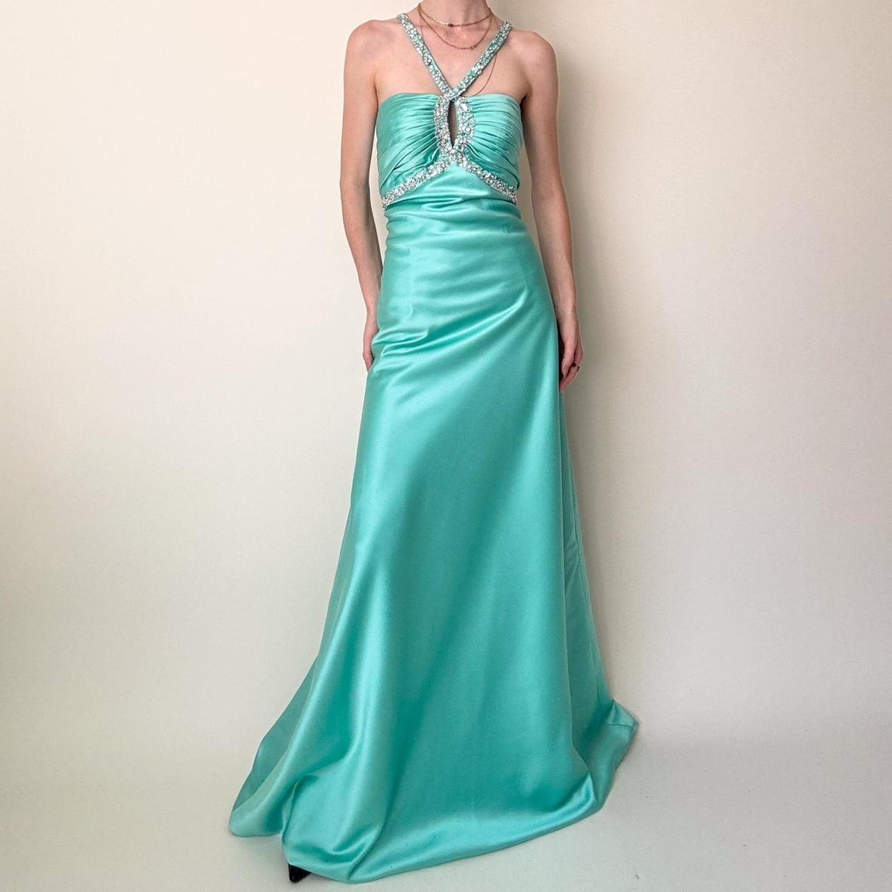 Tiffany blue rhinestone formal prom dress ball gown evening dress gh4591