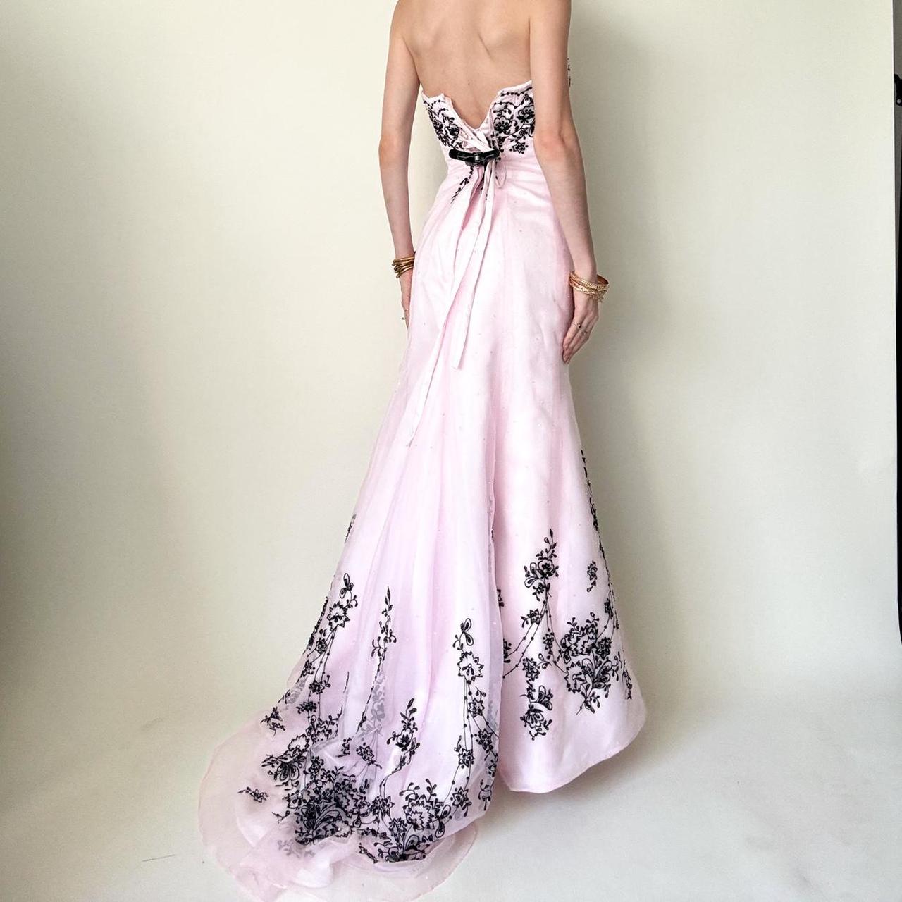 girlhomeshops – Rosa, exquisites, geblümtes, langes Tüll-Ballkleid, Abschlusskleid, gh5645