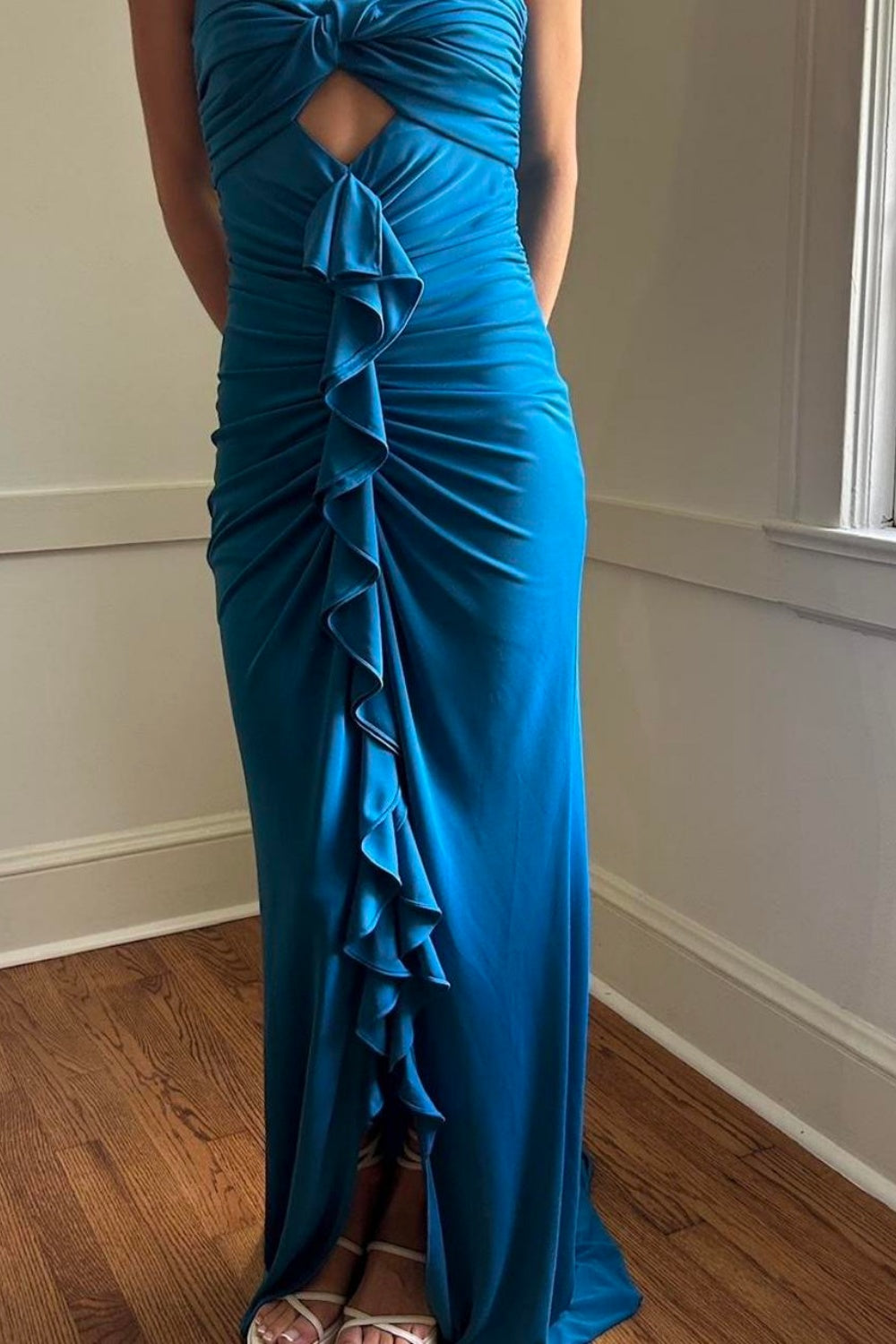 girlhomeshops-NEW ELEGANT AND SIMPLE DARK BLUE FASHION DRESS Gh6331