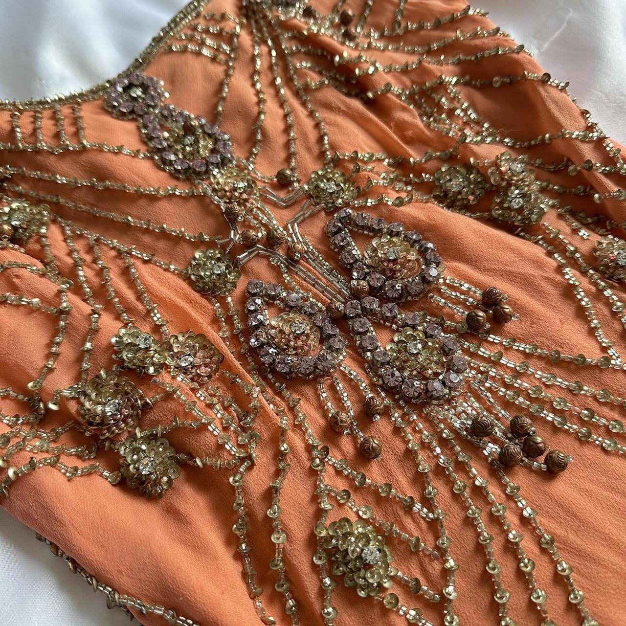 Robe de soirée longue en mousseline de soie, élégante et exquise, ornée de perles, style fantaisie, orange corail, gh3747