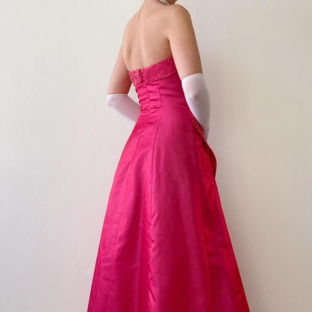 Dunkelrosa Regenbogen Vintage Langes Ballkleid Perlen Schlank Prinzessin Fantasie Satin Ball Trompetenkleid Abendkleid Partykleid gh4349