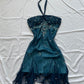 Girlhomeshops-Blue floral beaded short halter chiffon homecoming dress birthday party dress gh5263