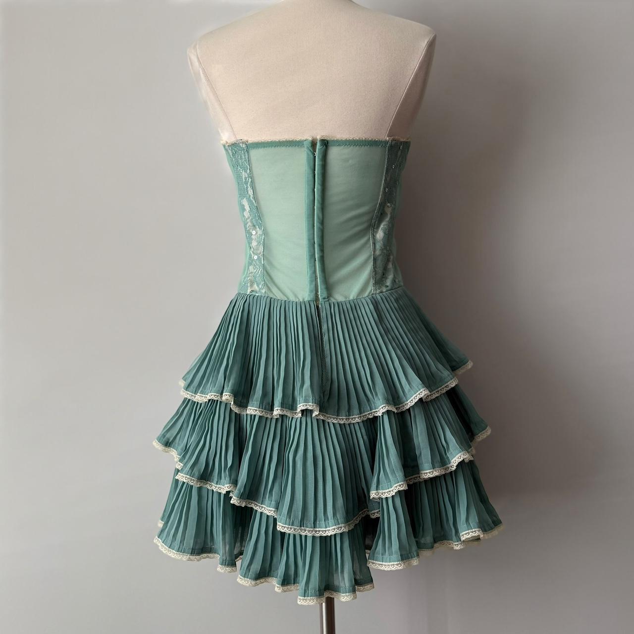 Blue Cream Dress Garden Fairy Vintage Corset Top Ruffled Tiered Skirt Short chiffon Women's Homecoming Dress Evening Dress Party Dress gh4121