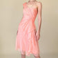 Y2K Peach Pink One Shoulder Dress Ruffled Layered Detail Y2K Coral Pink Prom Homecoming Dress gh4596