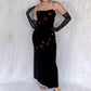 Black Vintage Elegant Delicate Rose Floral Beaded Long Velvet Ball Gown Evening Gown Birthday Party Gown Prom Gown gh3802