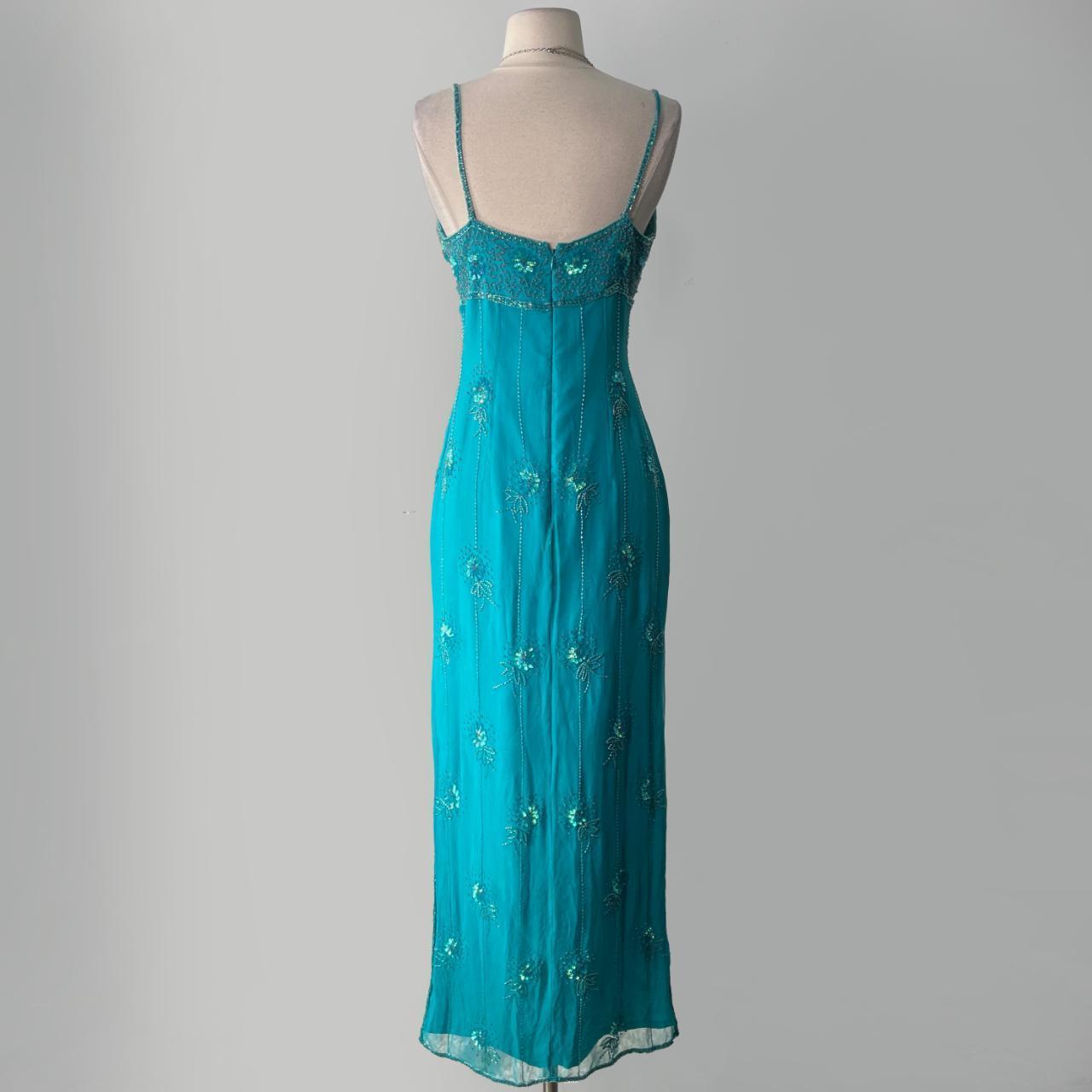 Robe de soirée longue en tulle bleu brillant, élégante et exquise, avec perles et bretelles spaghetti, pour femme, gh3565