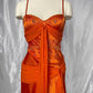 Girlhomeshops-Orange Exquisite Beaded Long Satin Prom dress Evening Dress Party Dress gh5091
