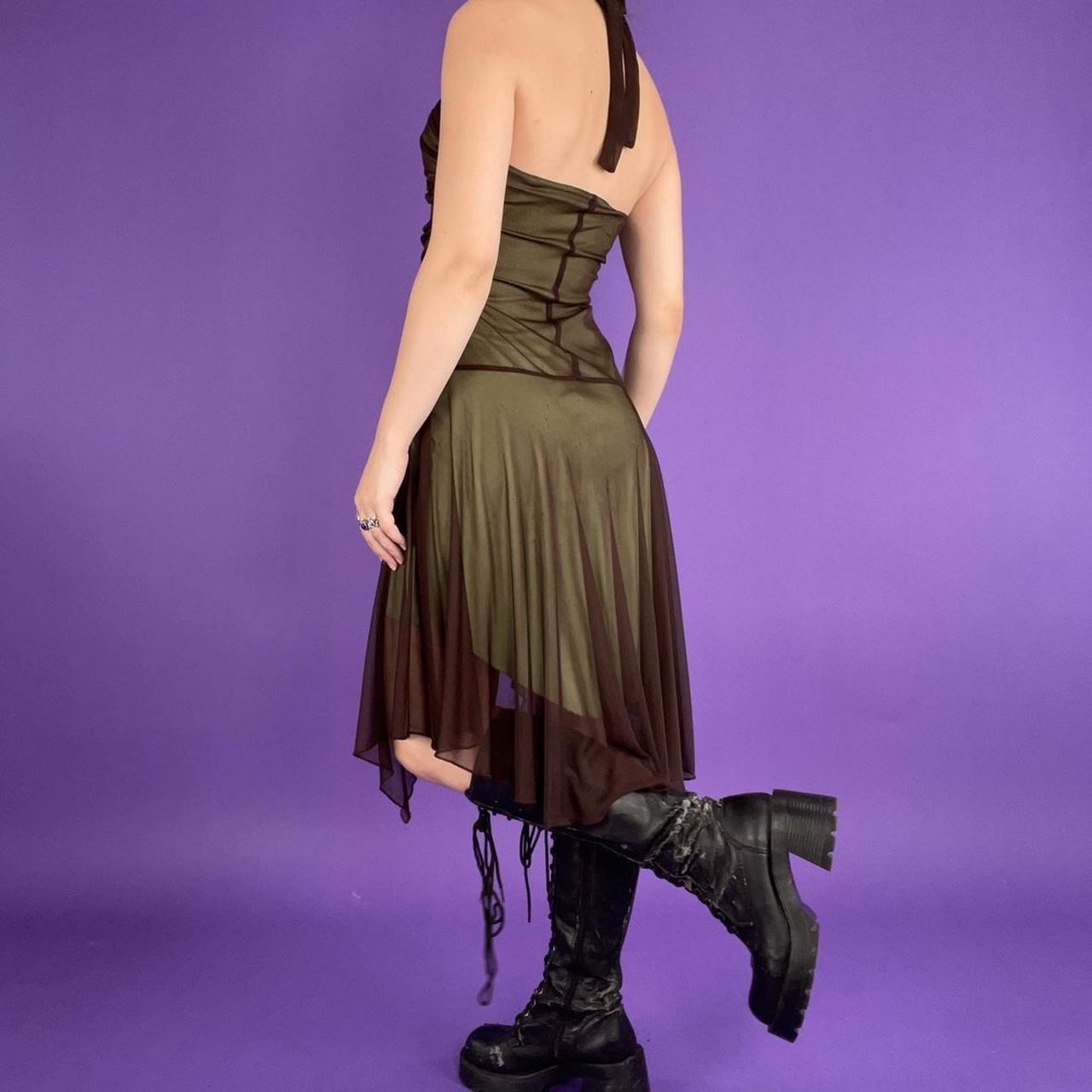 Cocktail party transparent brown and green short prom dress homecoming graduation ceremony dark fairy y2k dress gh4609