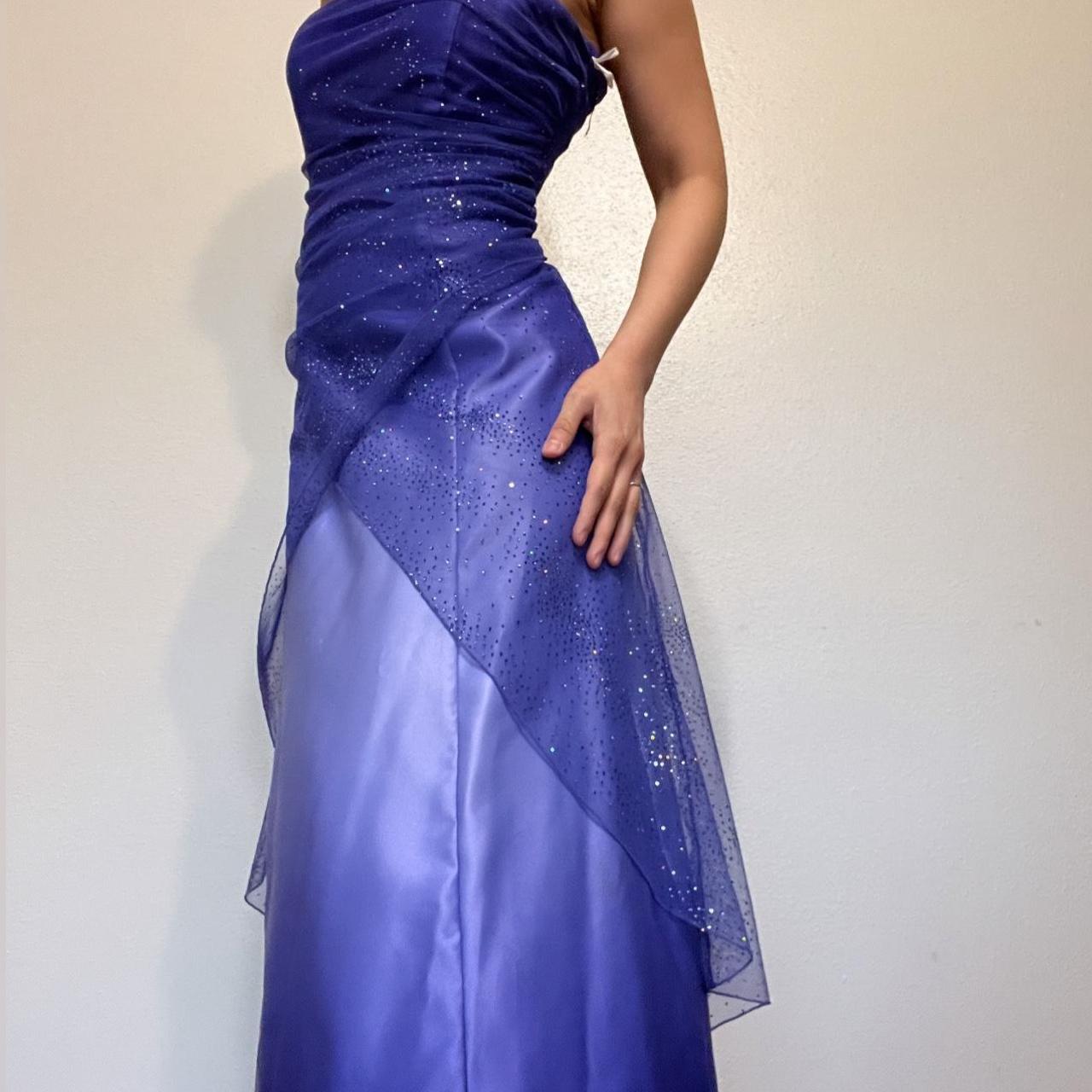 Girlhomeshops – Lila glänzendes, modisches, bodenlanges Ballkleid mit Farbverlauf und Tube-Top, Abschlussballkleid, gh5514