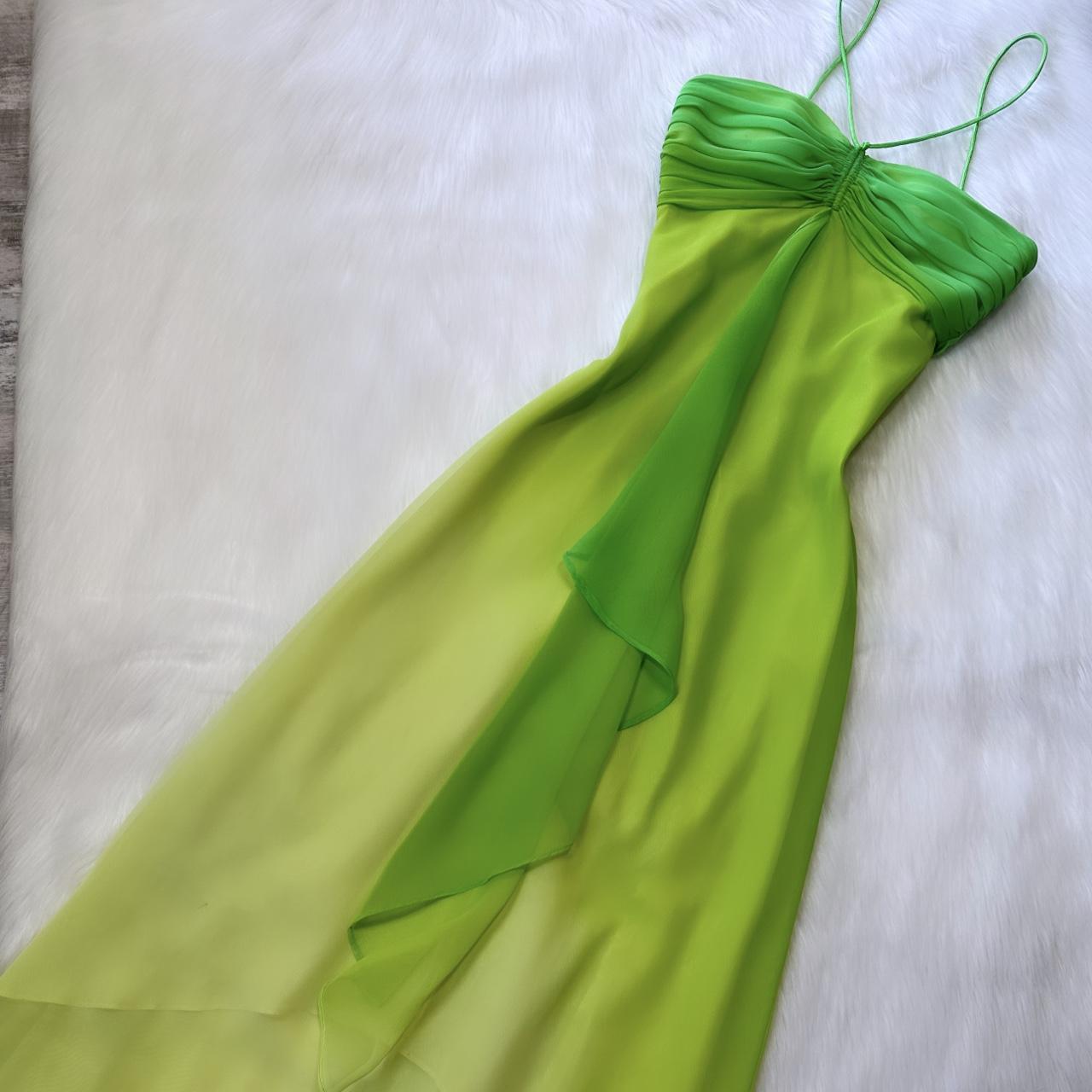 Grün Mode Farbverlauf Elegante Fee Erfrischende Lange Chiffon Ballkleid Abendkleid Meer Urlaub Geburtstag Party Kleid Ballkleid gh3757