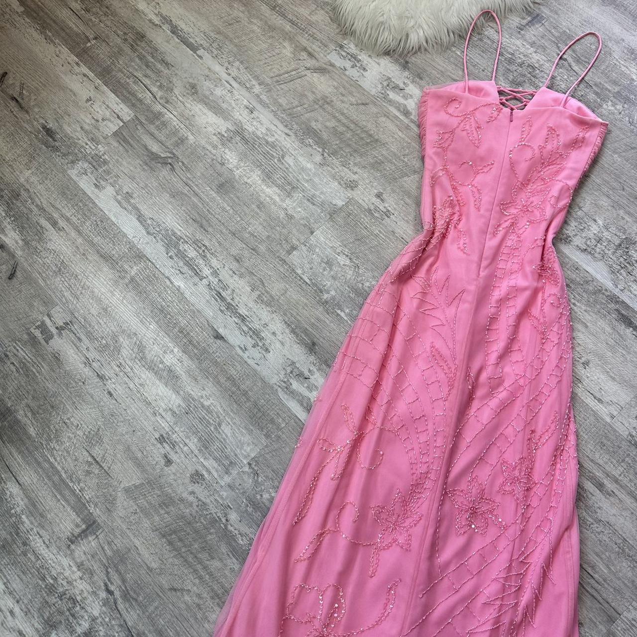 Jolie robe longue fluide à paillettes irisées rose pâle, robe de bal vintage à paillettes, robe Y2K, robe de fée, robe Barbie, robe de retour, robe d'invité de mariage des années 2000 gh4514