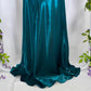 Robe de soirée élégante en satin vert à col en V et dos nu, à lacets, longue, longueur au sol, gh3581