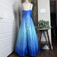 Blau Hellblau Mode Farbverlauf Vintage Elegant Exquisite Perlen Lange Formale Ballkleid Abendkleid Partykleid gh3689