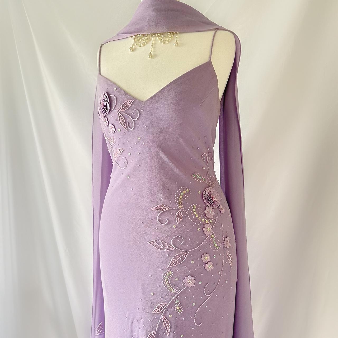 Purple Gorgeous Vintage Fashion Elegant Exquisite Floral Beading Spaghetti Strap Long Chiffon Ball Gown Evening Dress Birthday Party Dress Prom Dress gh3641