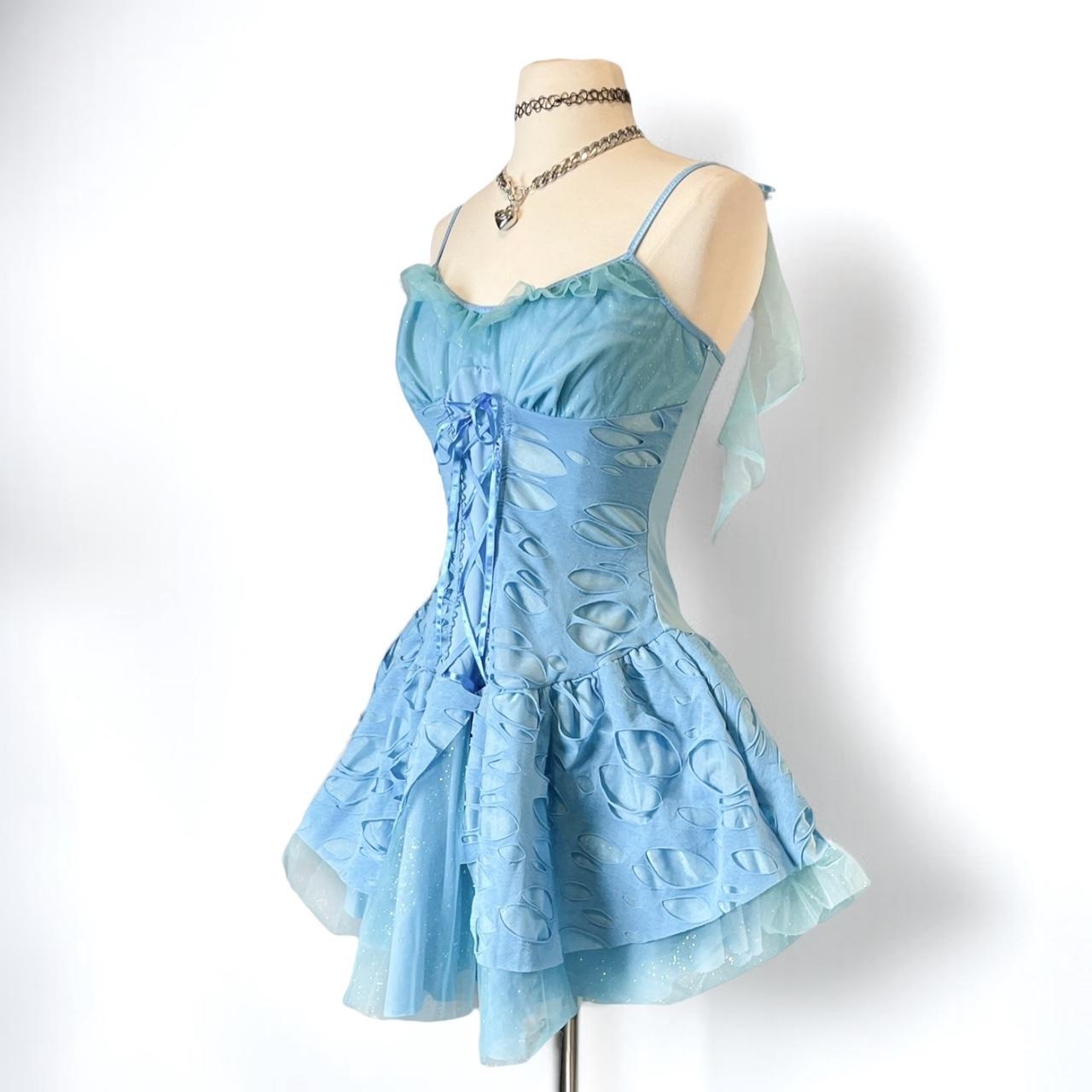 Vintage Y2K blue fairy short chiffon formal homecoming dress birthday dress eighth grade gh4659
