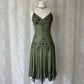 Olive Green Beaded Formal Prom Dress Chiffon Pretty Floral Midi/Short Homecoming Dress Date Dress Party Dress gh4618
