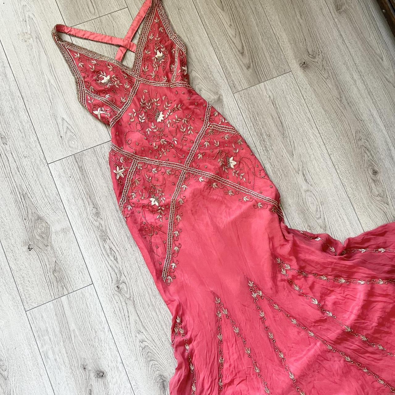 Pink Stunning Vintage Flowing Elegant Delicate Beaded Open Back Long Floor Length Mermaid Style Skirt Satin Ball Gown Evening Gown Birthday Party Gown Prom Gown gh3835