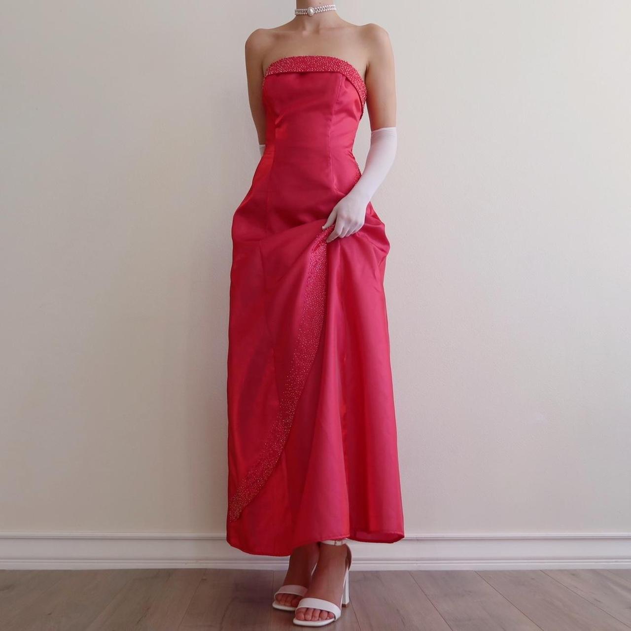 Dunkelrosa Regenbogen Vintage Langes Ballkleid Perlen Schlank Prinzessin Fantasie Satin Ball Trompetenkleid Abendkleid Partykleid gh4349