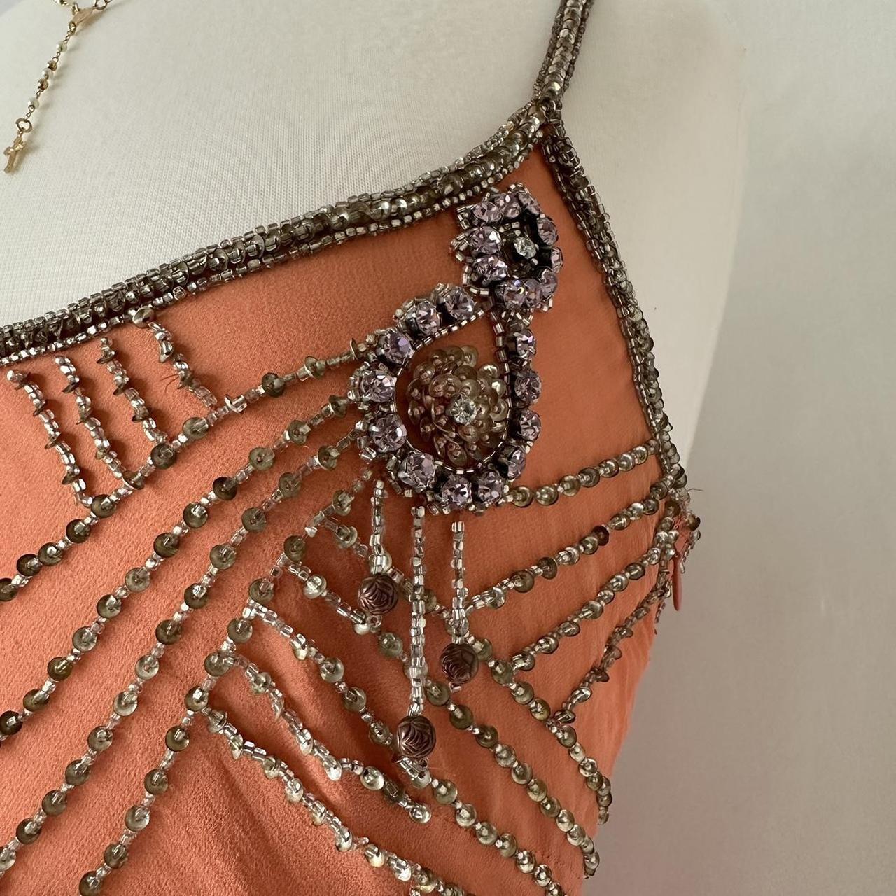 Robe de soirée longue en mousseline de soie, élégante et exquise, ornée de perles, style fantaisie, orange corail, gh3747