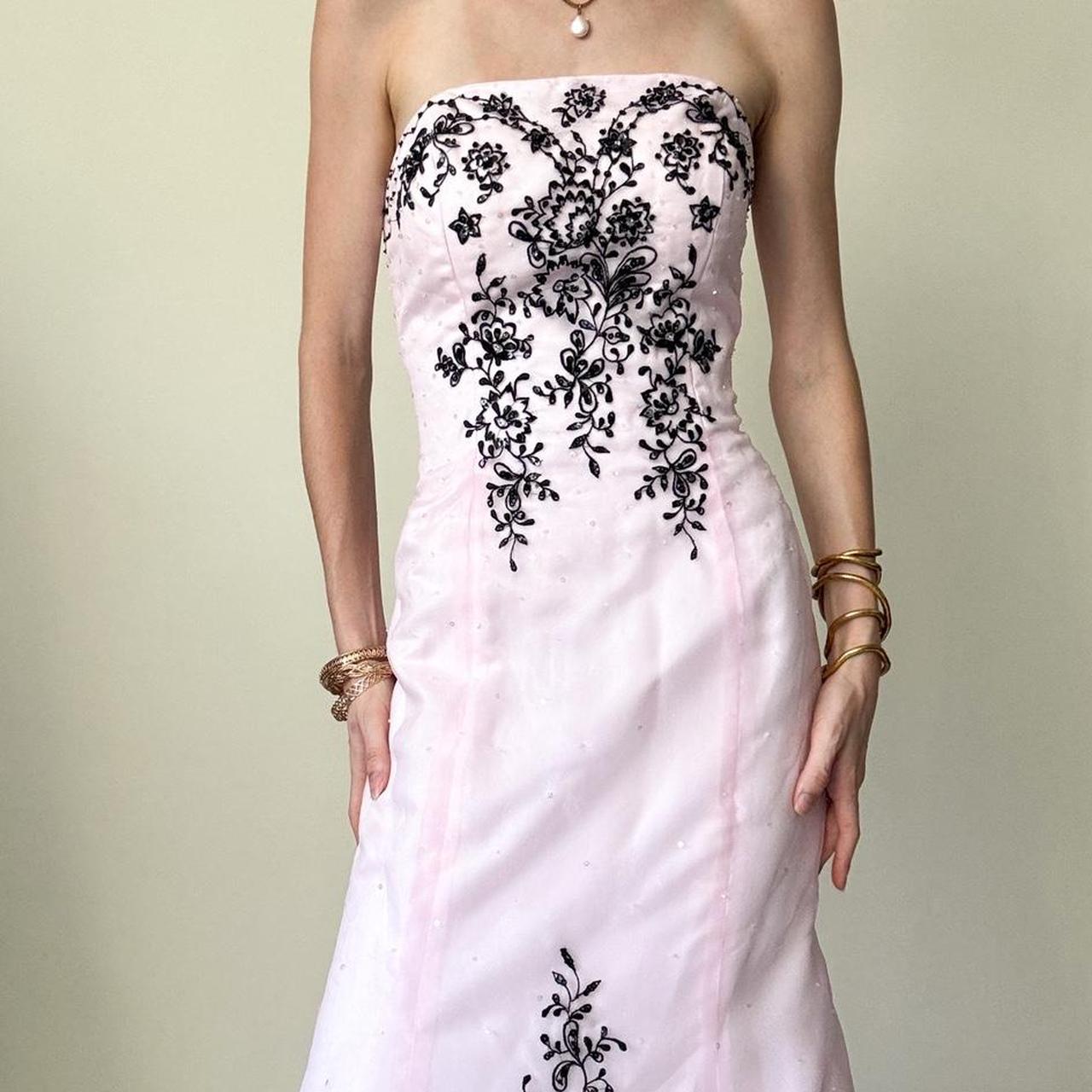 girlhomeshops – Rosa, exquisites, geblümtes, langes Tüll-Ballkleid, Abschlusskleid, gh5645