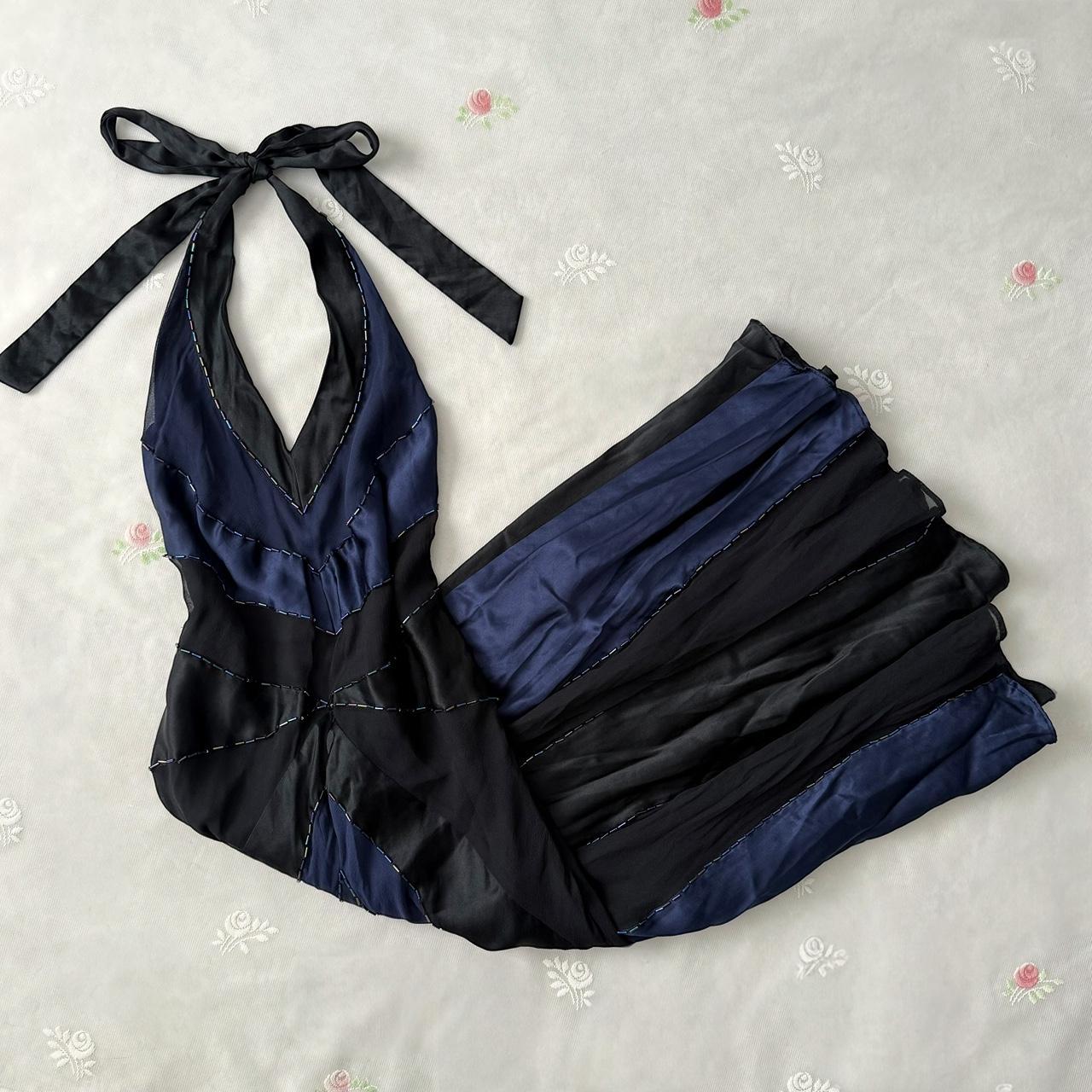 Dark Navy and Black Jumpsuit Fairy Halter Back Lace Up Women's Short/Midi satin Homecoming Dress, Evening Gown, Party Dress gh4122