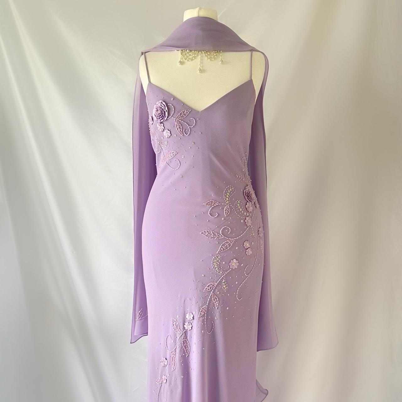 Robe de soirée longue en mousseline de soie à volants, élégante et exquise, violette, à la mode, gh3547