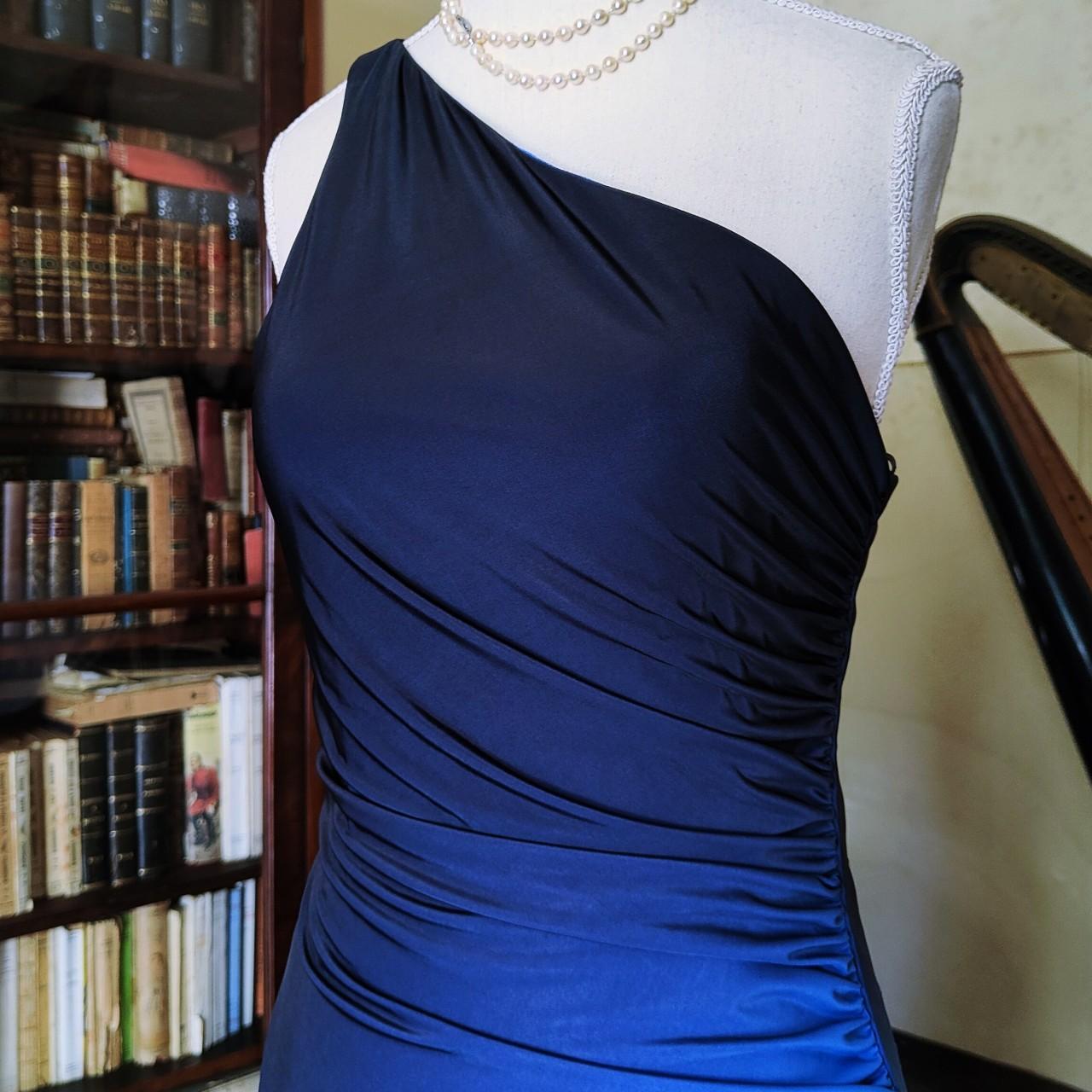 Blue retro fashion gradient elegant one shoulder long chiffon ball gown, evening dress, party dress gh3530