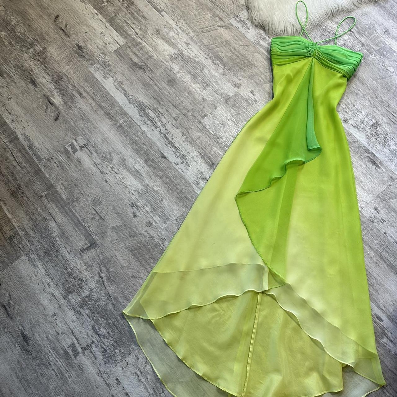 Grün Mode Farbverlauf Elegante Fee Erfrischende Lange Chiffon Ballkleid Abendkleid Meer Urlaub Geburtstag Party Kleid Ballkleid gh3757