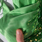 Robe de soirée en satin vert vintage, décolleté plongeant en V, exquise, à paillettes et perles, longue, dos nu, robe de bal, robe de soirée, robe de fête d'anniversaire, gh3960