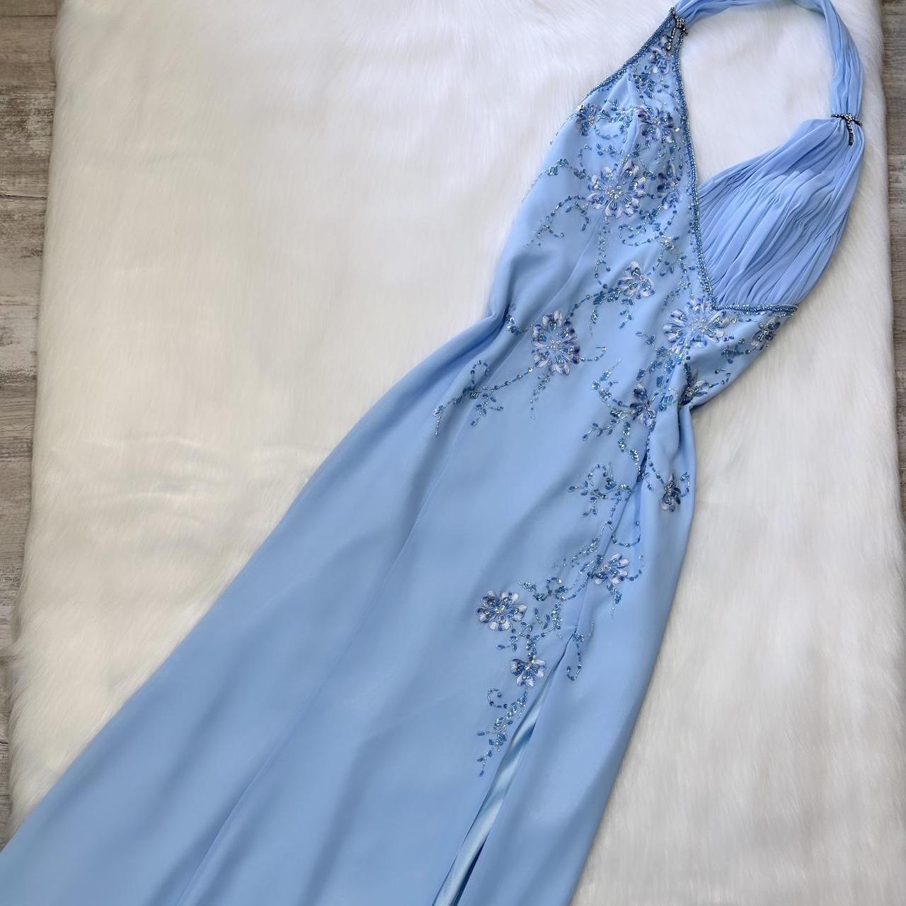 Belle robe de soirée en mousseline de soie bleu clair, robe de bal, robe de soirée, robe de bal, robe de fête d'anniversaire, robe de soirée ...