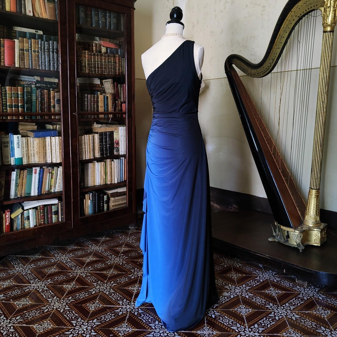 Blue retro fashion gradient elegant one shoulder long chiffon ball gown, evening dress, party dress gh3530