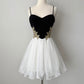 Black and White Dress Vintage Elegant Exquisite Beaded Short Women's Chiffon Puffy Flare Dress Cocktail Dress Homecoming Dress Prom Dress Evening Dress Party Dress gh4125