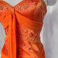 Girlhomeshops-Orange Exquisite Beaded Long Satin Prom dress Evening Dress Party Dress gh5091