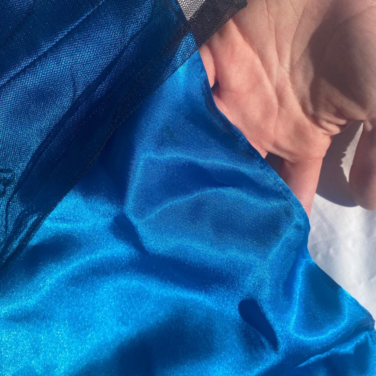 Robe de soirée longue en satin et tulle, style vintage, bleu délicat, motif floral, perles, ombré, bretelles spaghetti, col carré, robe de bal, robe de fête d'anniversaire, gh3957