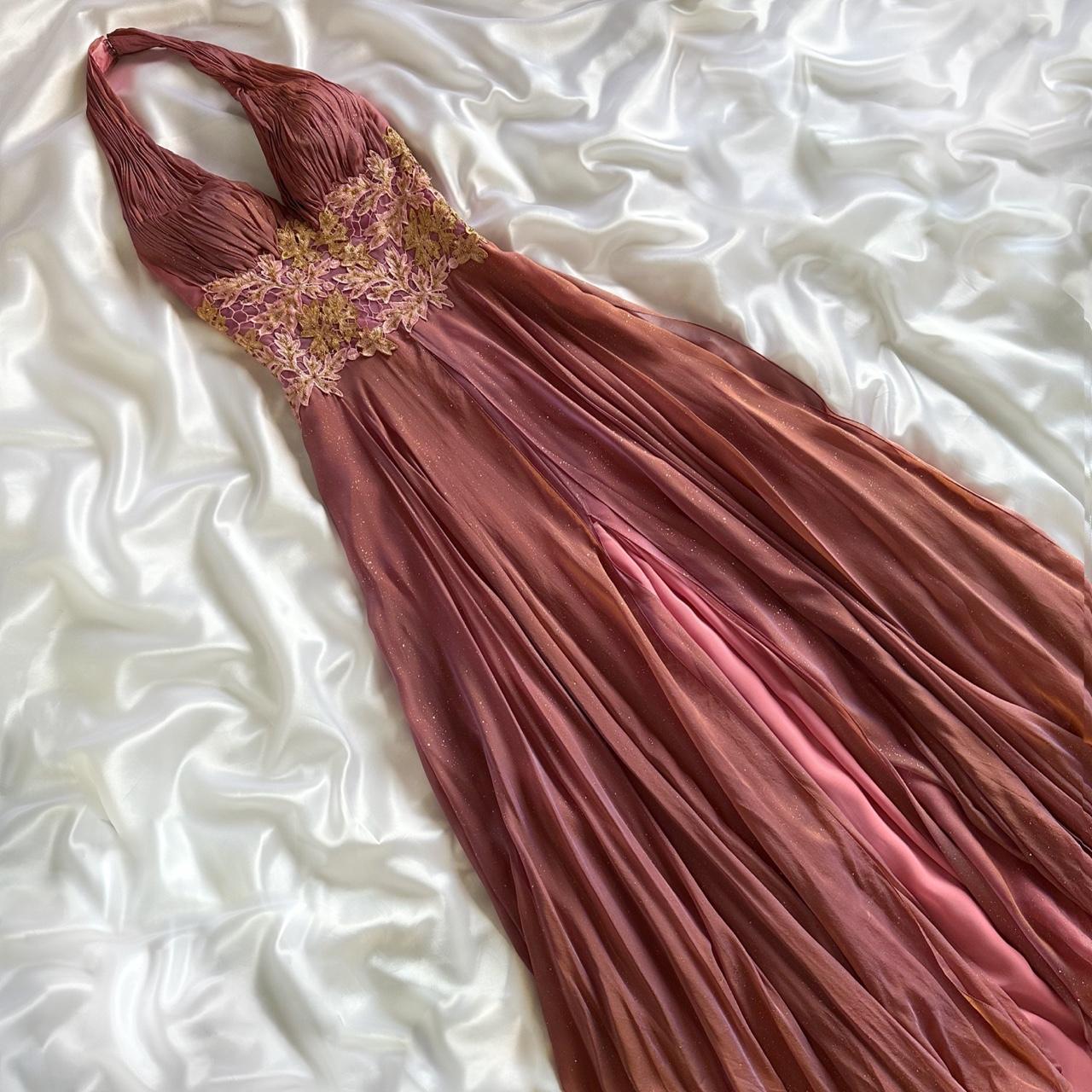 Purple Bronze Shiny Elegant Vintage Flower Applique Long Chiffon Fairy Evening Gown Party Dress prom dress gh3595