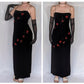 Black Vintage Elegant Delicate Rose Floral Beaded Long Velvet Ball Gown Evening Gown Birthday Party Gown Prom Gown gh3802
