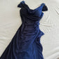 Dark Blue Ombre Stunning Sparkling Retro Fashion Stunning Elegant Delicate Rhinestone Long Chiffon Ball Gown Evening Gown Birthday Party Dress Prom Gown Graduation Gown gh3884