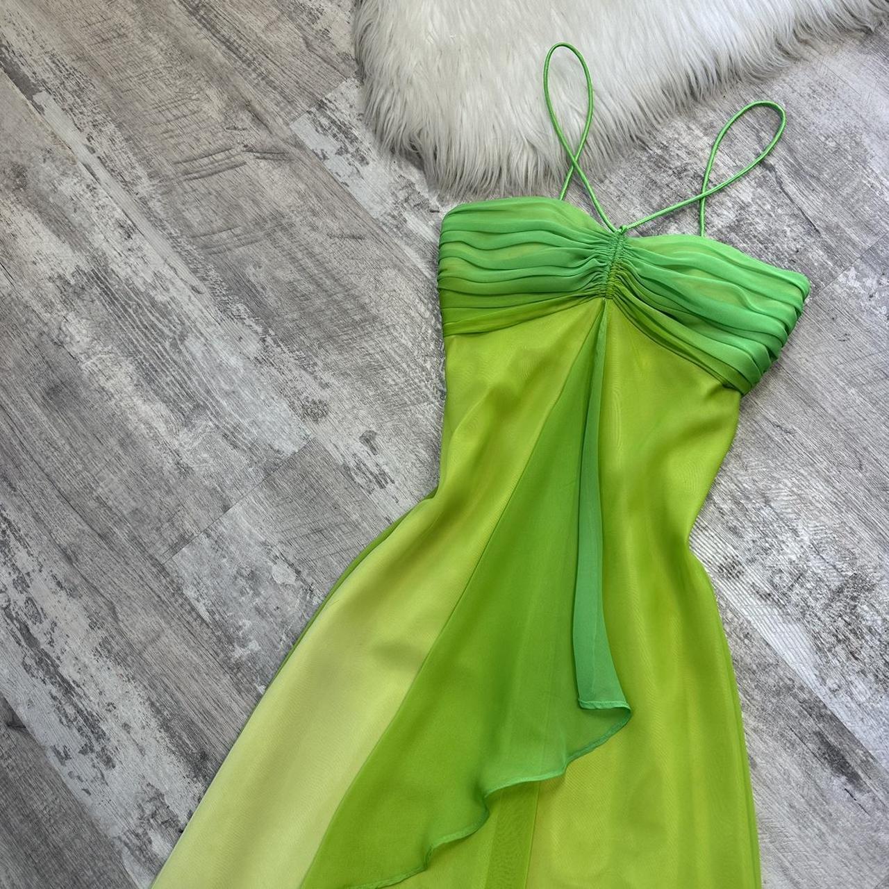 Grün Mode Farbverlauf Elegante Fee Erfrischende Lange Chiffon Ballkleid Abendkleid Meer Urlaub Geburtstag Party Kleid Ballkleid gh3757