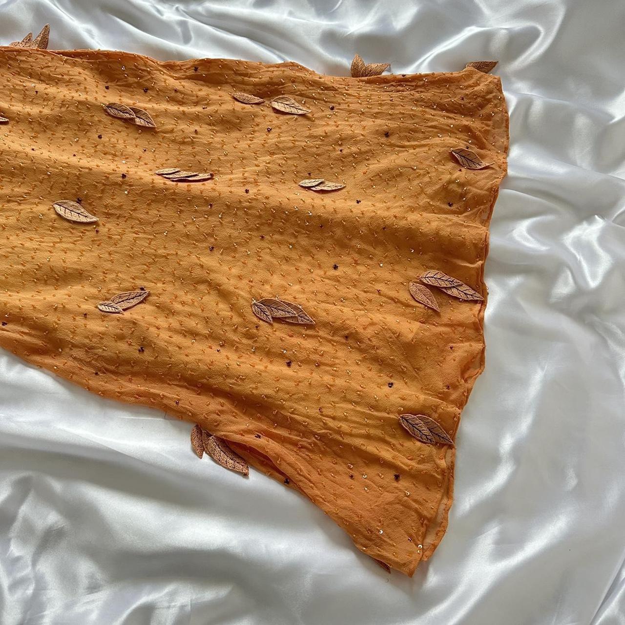 Orange wunderschöne Retro-Mode elegante exquisite Blatt Sicke Spaghetti Strap lange Chiffon Ballkleid Abendkleid Geburtstag Party Kleid Ballkleid gh3642