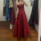 Burgundy Elegant Vintage Fashion Exquisite Beaded Long Tulle Ball Gown Evening Dress Party Dress Prom Dress gh3664