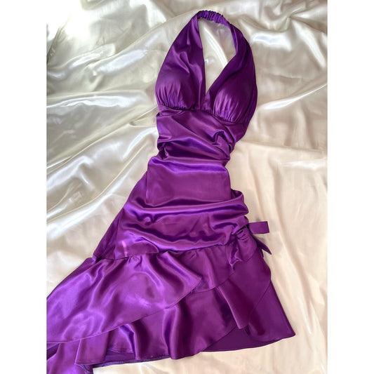 girlhomeshops--Purple Retro Elegant Simple Mid-Length Homecoming Dress Daily Date Dress Weekend Outfit Fashionable And Comfortable Popular Dress gh5673
