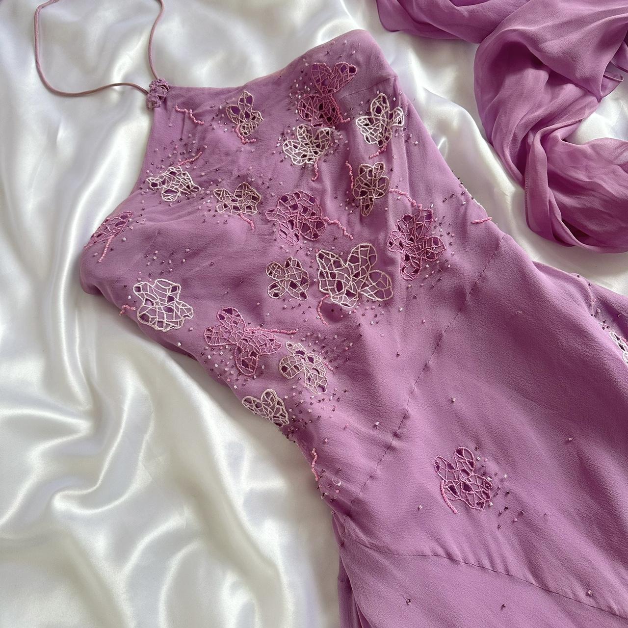 Robe de soirée longue en mousseline de soie, élégante et exquise, sans bretelles, rose et violet, à la mode, gh3476