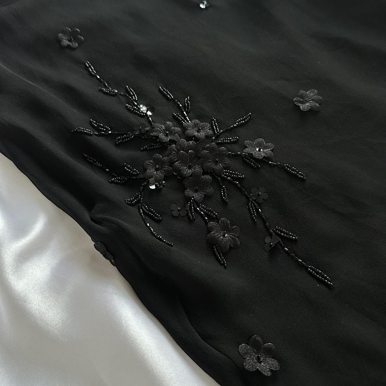 Robe de soirée longue en mousseline de soie noire, magnifique, exquise et élégante, à volants, gh3514