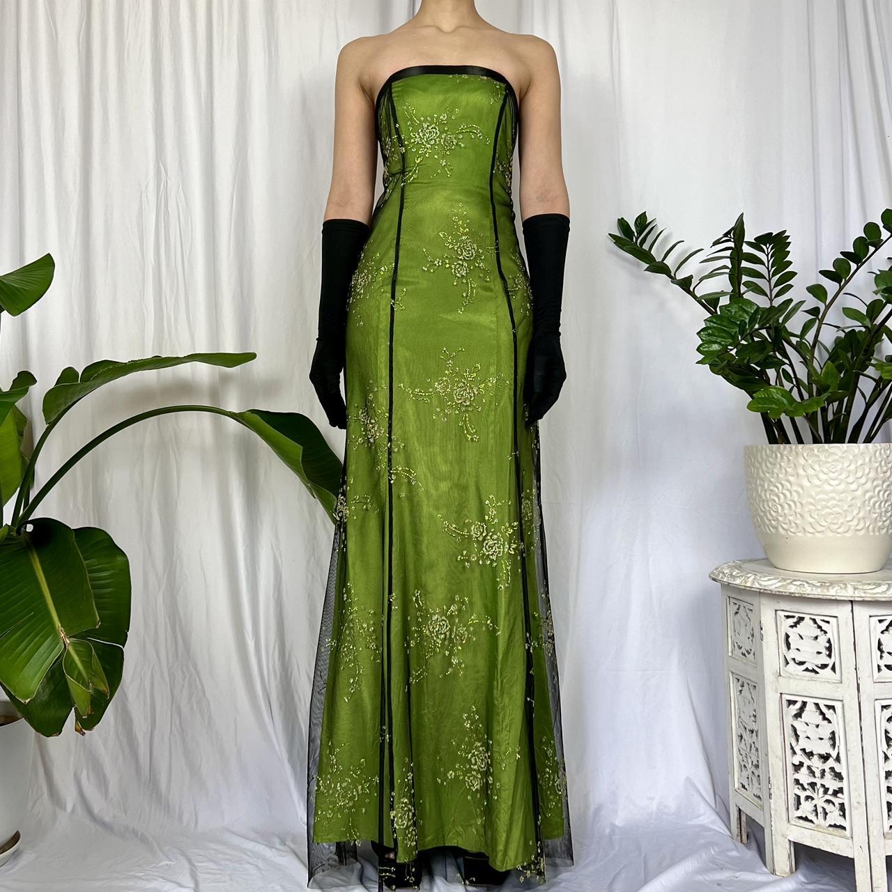 Green Fashion Retro Elegant Exquisite Floral Corset Long Chiffon Tulle Ball Gown Evening Dress Party Dress Prom Dress gh3712