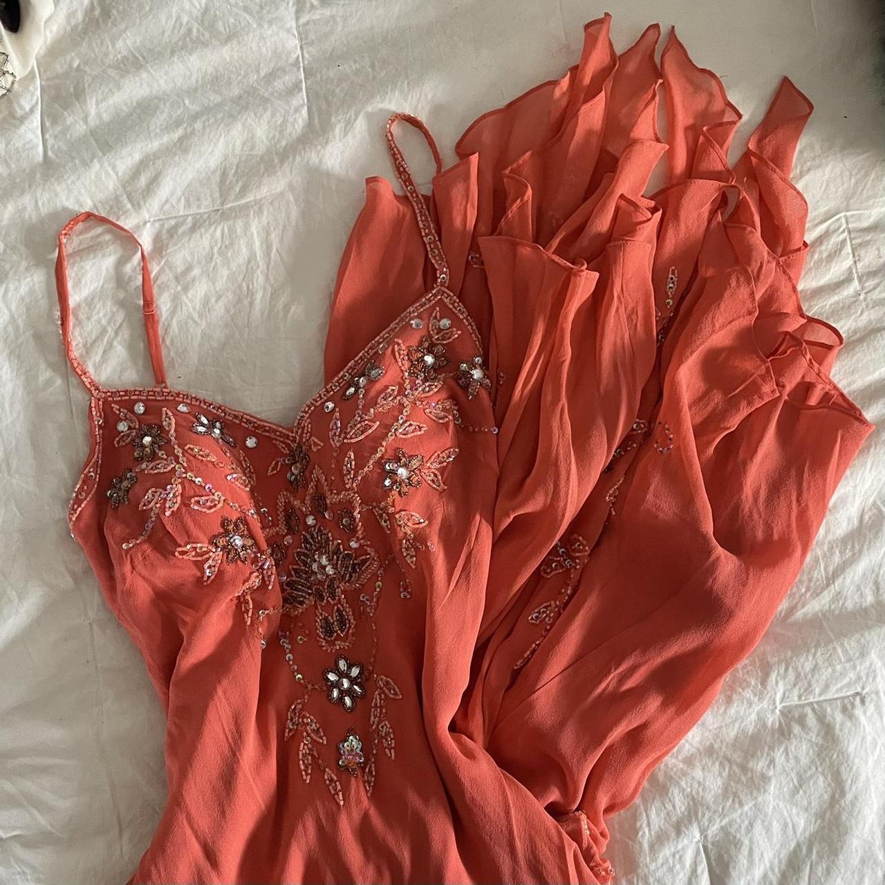 girlhomeshops-Beautiful orange exquisite beaded long chiffon elegant prom dress fairy dress gh5791