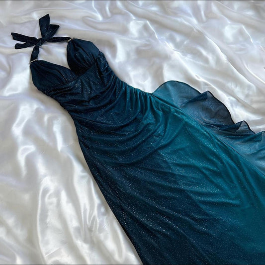 Indigo Shiny Elegant Fashion Strapless Long Tulle Prom Dress Evening Dress Birthday Party Dress gh3564